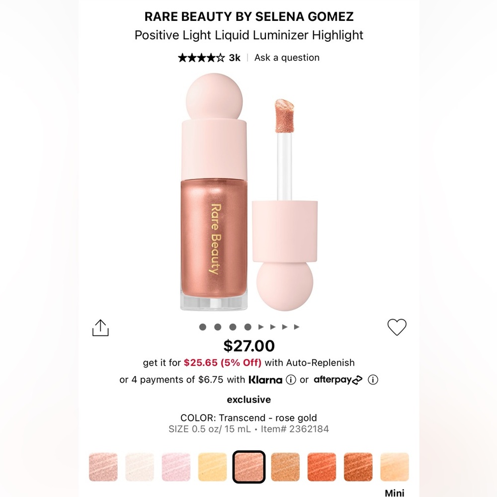 RARE BEAUTY BY SELENA GOMEZ
Positive Light Liquid Luminizer Highlight full size